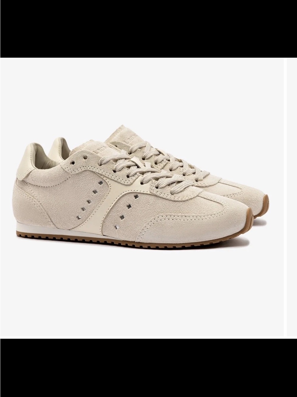 Larroude Stella Sneaker trainer Mushroom Grey Suede Ivory Leather Ladies 10 EUC